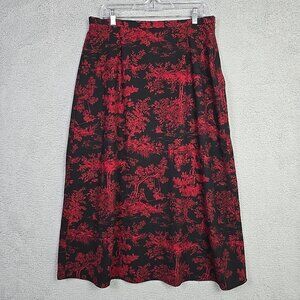 Vintage Kathie Lee Collection  Floral A-line Maxi Skirt Black Red Size 16